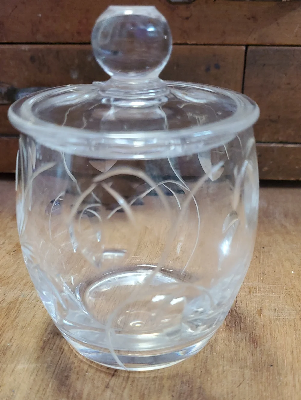 Cut Crystal Condiment Jar Jelly Jam Pot with Lid D